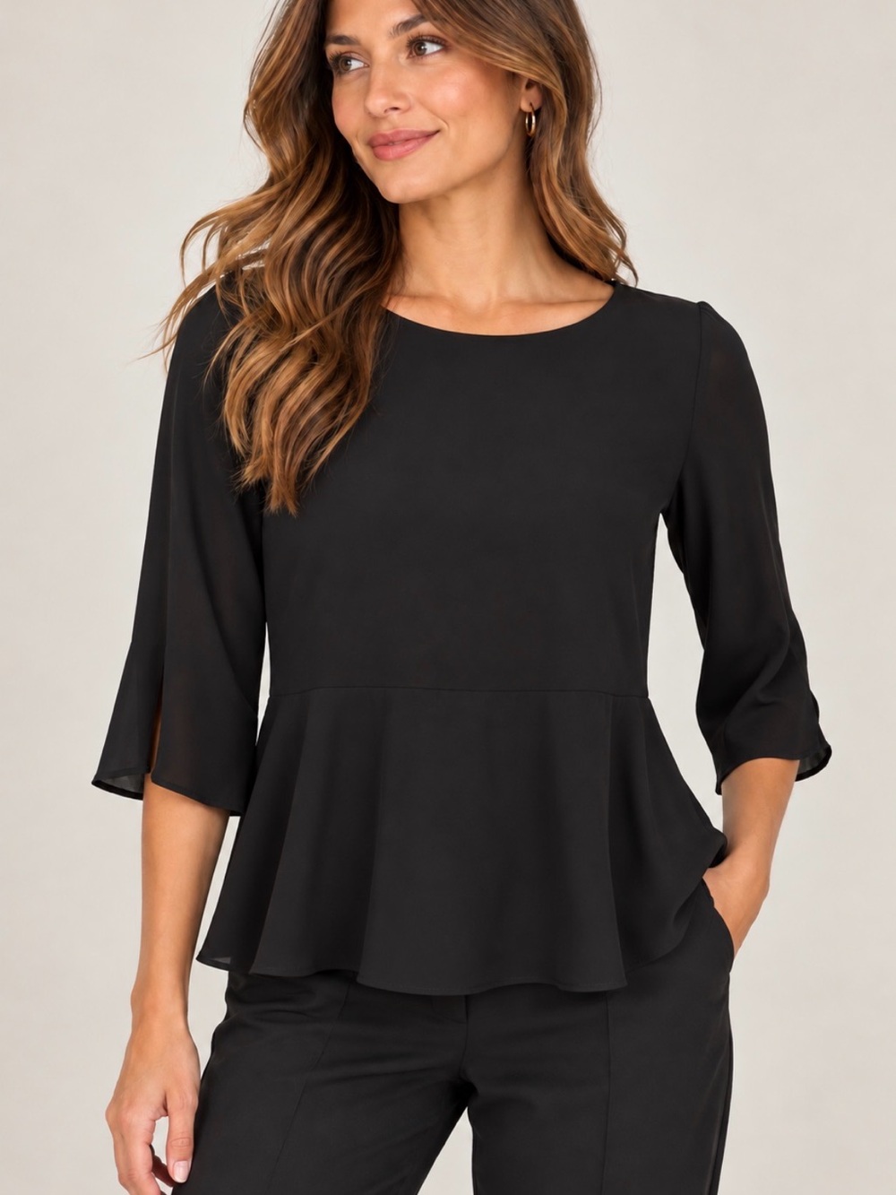 Ann Taylor Black Peplum Blouse – Women’s XS